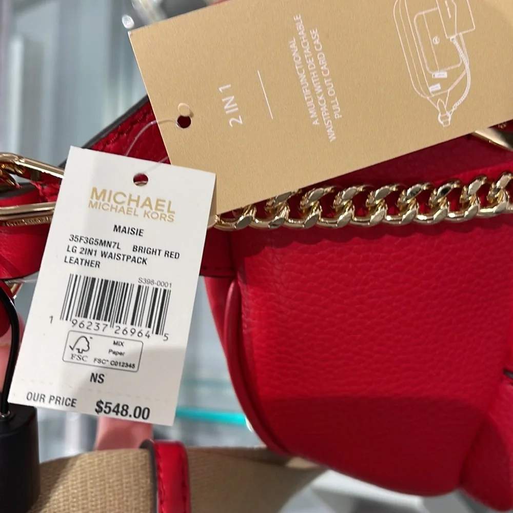 MICHAEL KORS
Maisie Large Pebbled Leather 2-in-1 Sling Pack
Bright Red
NWT - Picture 8 of 16